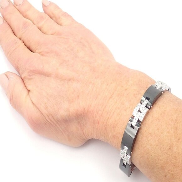Authentic! Cartier Maillon Panthere 18K White Gold Diamond Ceramic Link Bracelet - Picture 9 of 9